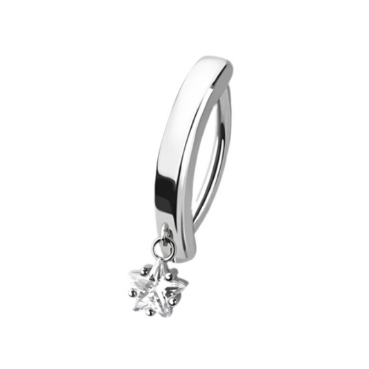 CRYSTAL STAR CHARM BELLY CLICKER HOOP - 10MM