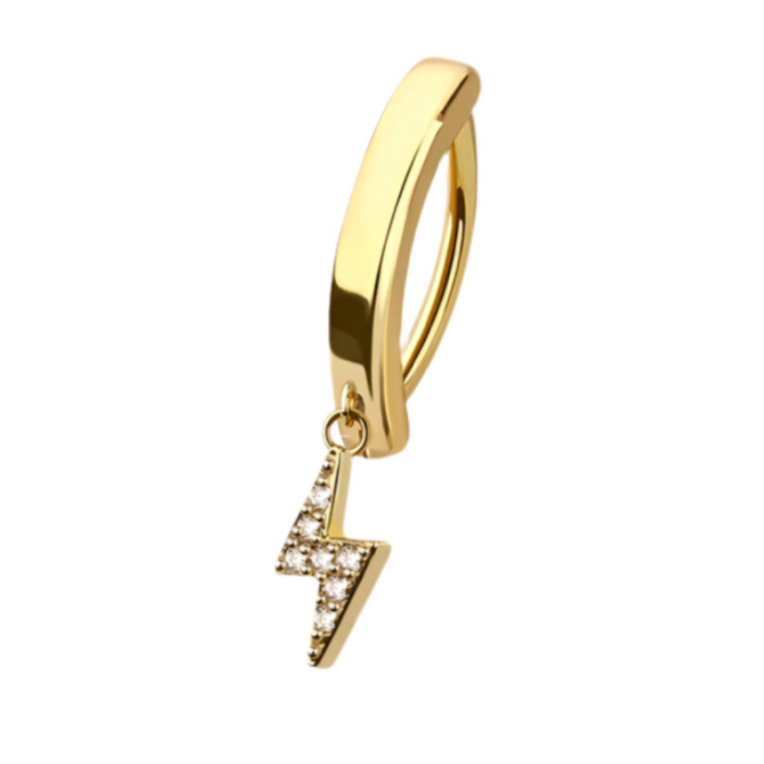 CRYSTAL LIGHTENING BOLT  CHARM BELLY CLICKER HOOP - 10MM