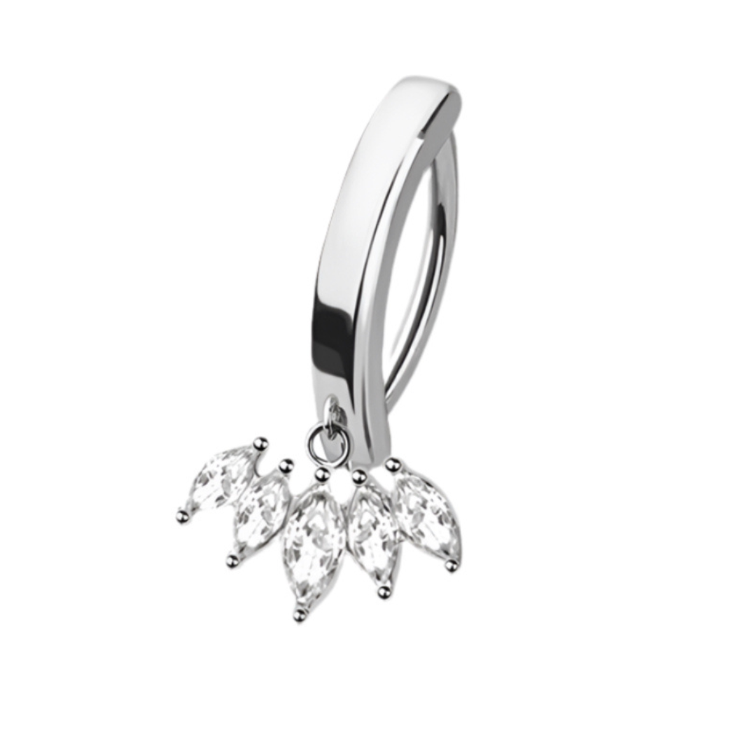 CRYSTAL MARQUISE CHARM BELLY CLICKER HOOP - 10MM
