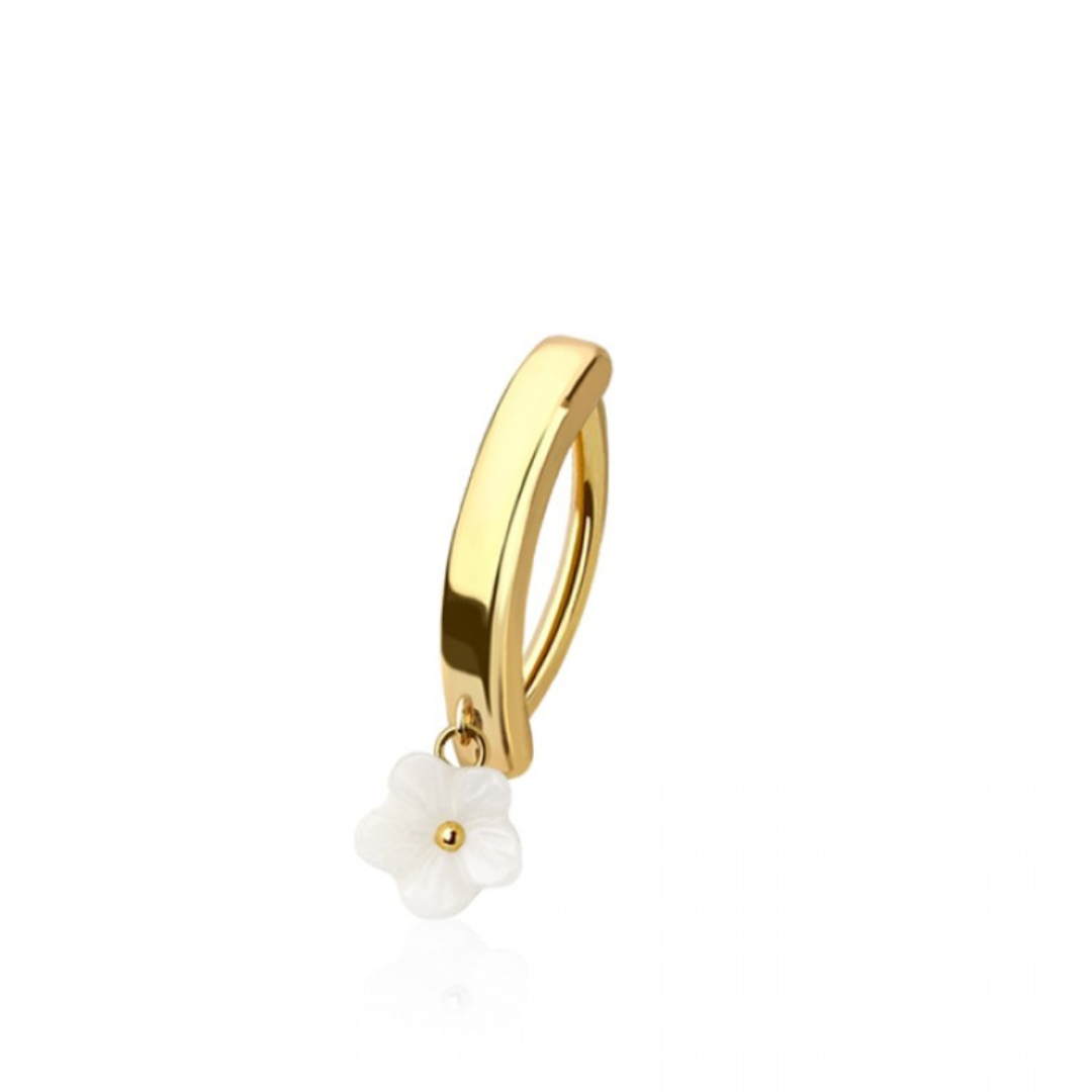 MINI PEARL FLOWER CHARM BELLY CLICKER HOOP - 10MM