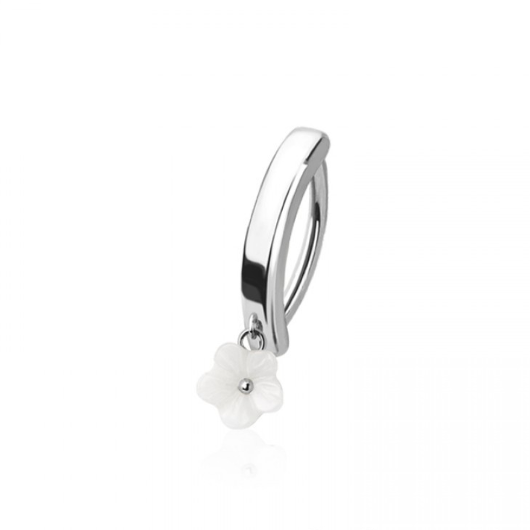 MINI PEARL FLOWER CHARM BELLY CLICKER HOOP - 10MM