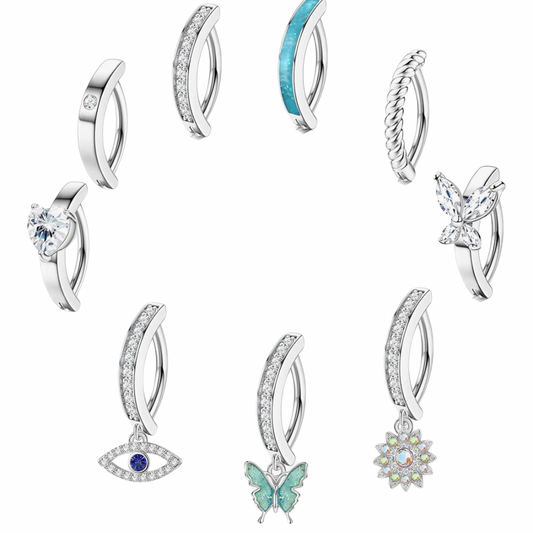 MULTI PACK OF 9 BELLY RING CLICKER HOOPS