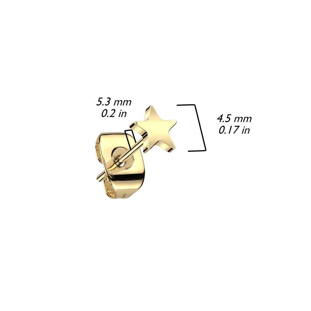 TITANIUM GOLD LITTLE STAR STUDS - 20 GAUGE EARRINGS