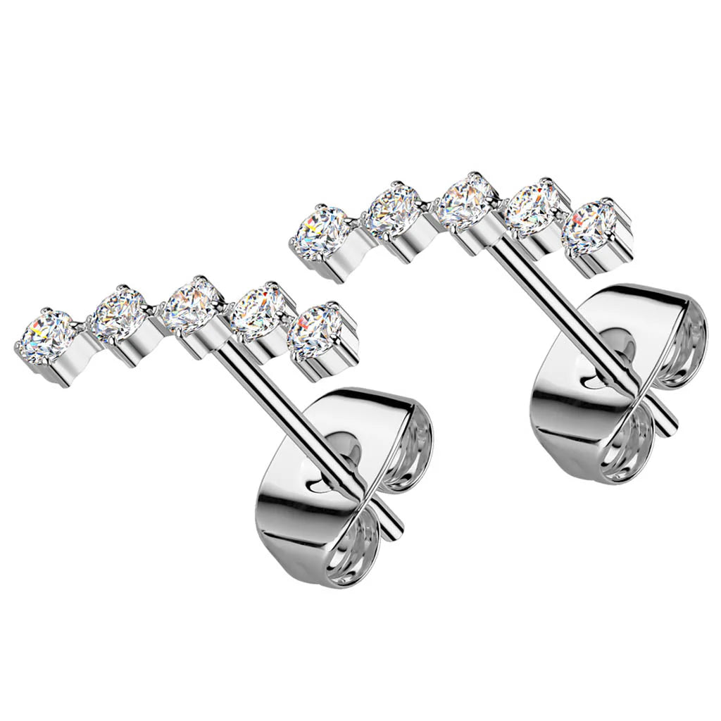 DAINTY CRYSTAL LINED STUD EARRING -20 GAUGE