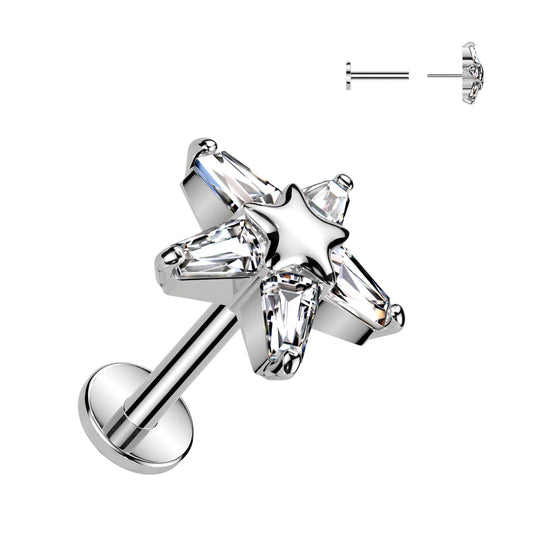 STATEMENT CRYSTAL STAR THREADLESS FLAT BACK LABRET - 8MM