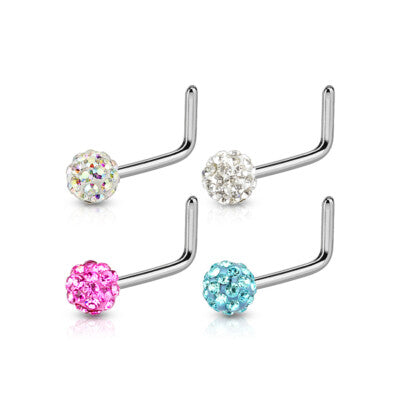 MULTIPACK OF 4 DISCO FERIDO BALL L BEND NOSE STUD - 6MM - 20 GAUGE
