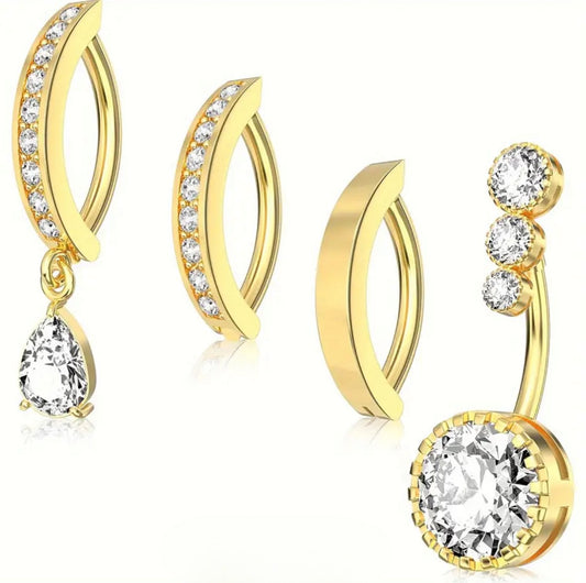 MULTI PACK OF 4 BELLY RING CLICKER HOOPS & BARS