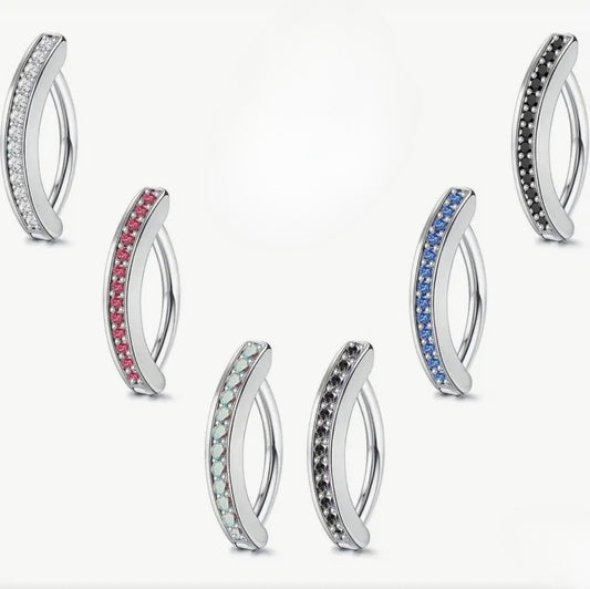 MULTIPACK OF 6 COLOURED CRYSTAL LINED BELLY CLICKER HOOPS - 10MM - 14 GAUGE
