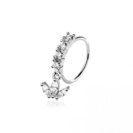 CRYSTAL MARQUISE CHARM NOSE RING - 8MM - 20 GAUGE BENDABLE