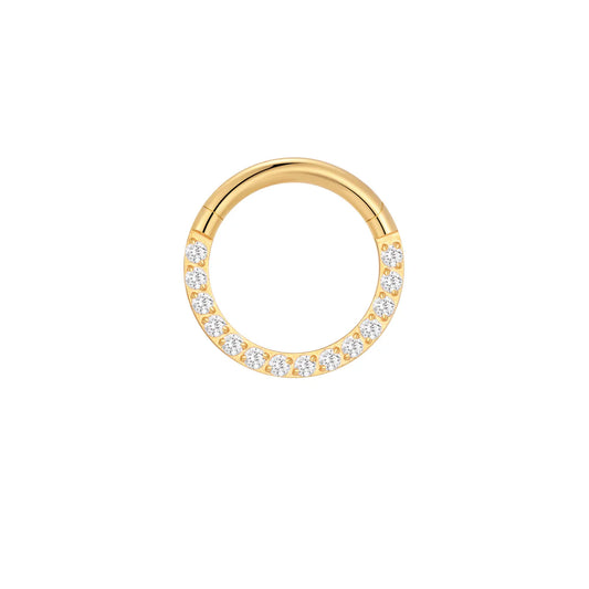 GOLD CRYSTAL LINED DAITH / SEPTUM HOOP - 16 GAUGE / 10MM - SS