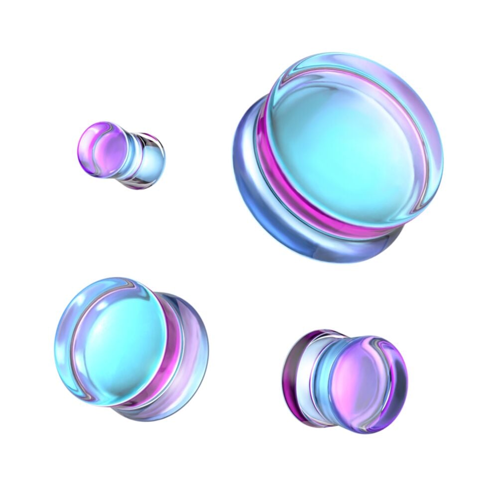 PURPLE IRIDESCENT GLASS DOUBLE FLARE PLUG