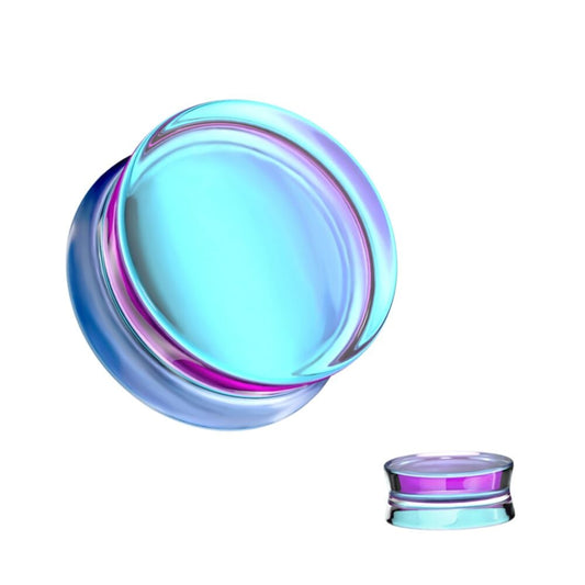 PURPLE IRIDESCENT GLASS DOUBLE FLARE PLUG