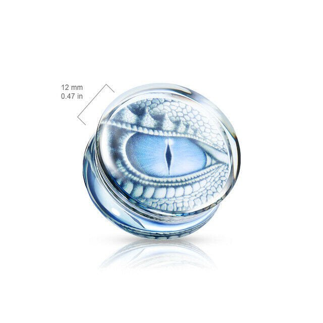 BLUE DRAGON EYE ENCASED PRINT ACRYLIC SADDLE FIT PLUG