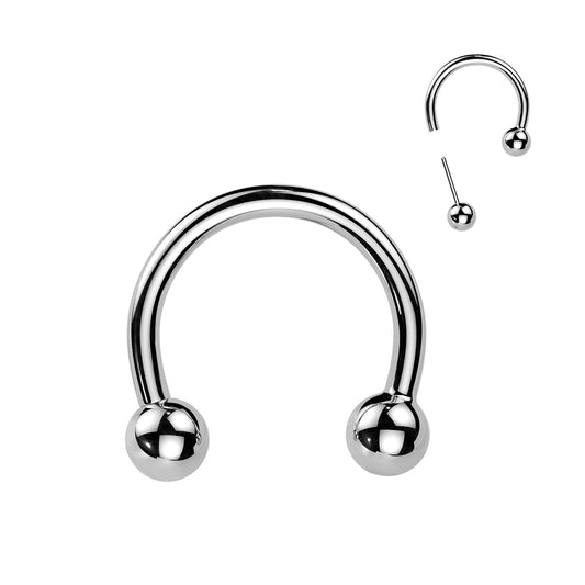TITANIUM PLAIN THREADLESS CIRCULAR HORSESHOE BARBELL - 16 GAUGE 8MM & 10MM