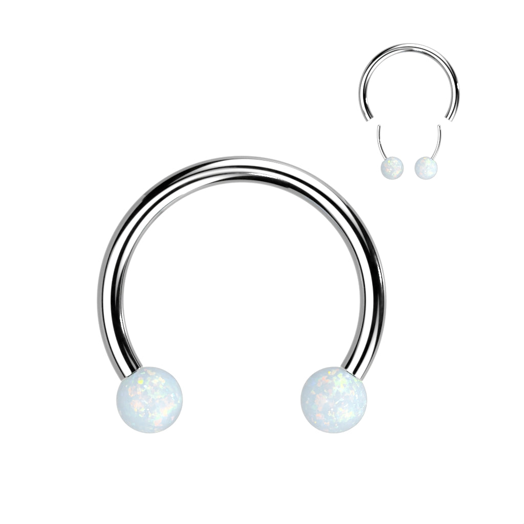 TITANIUM OPAL CIRCULAR HORSESHOE BARBELL THREADLESS END - 10MM