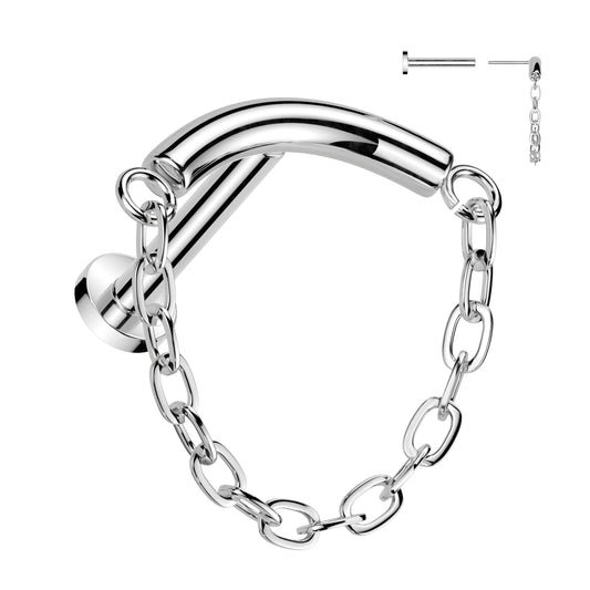 TITANIUM PLAIN CURVED CHAIN FLAT BACK LABRET - 8MM