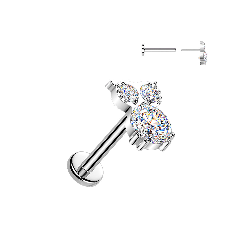 TITANIUM CRYSTAL OWL THREADLESS FLAT BACK LABRET - 16 GAUGE - 8MM
