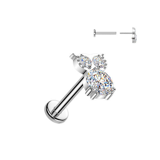 TITANIUM CRYSTAL OWL THREADLESS FLAT BACK LABRET - 16 GAUGE - 8MM
