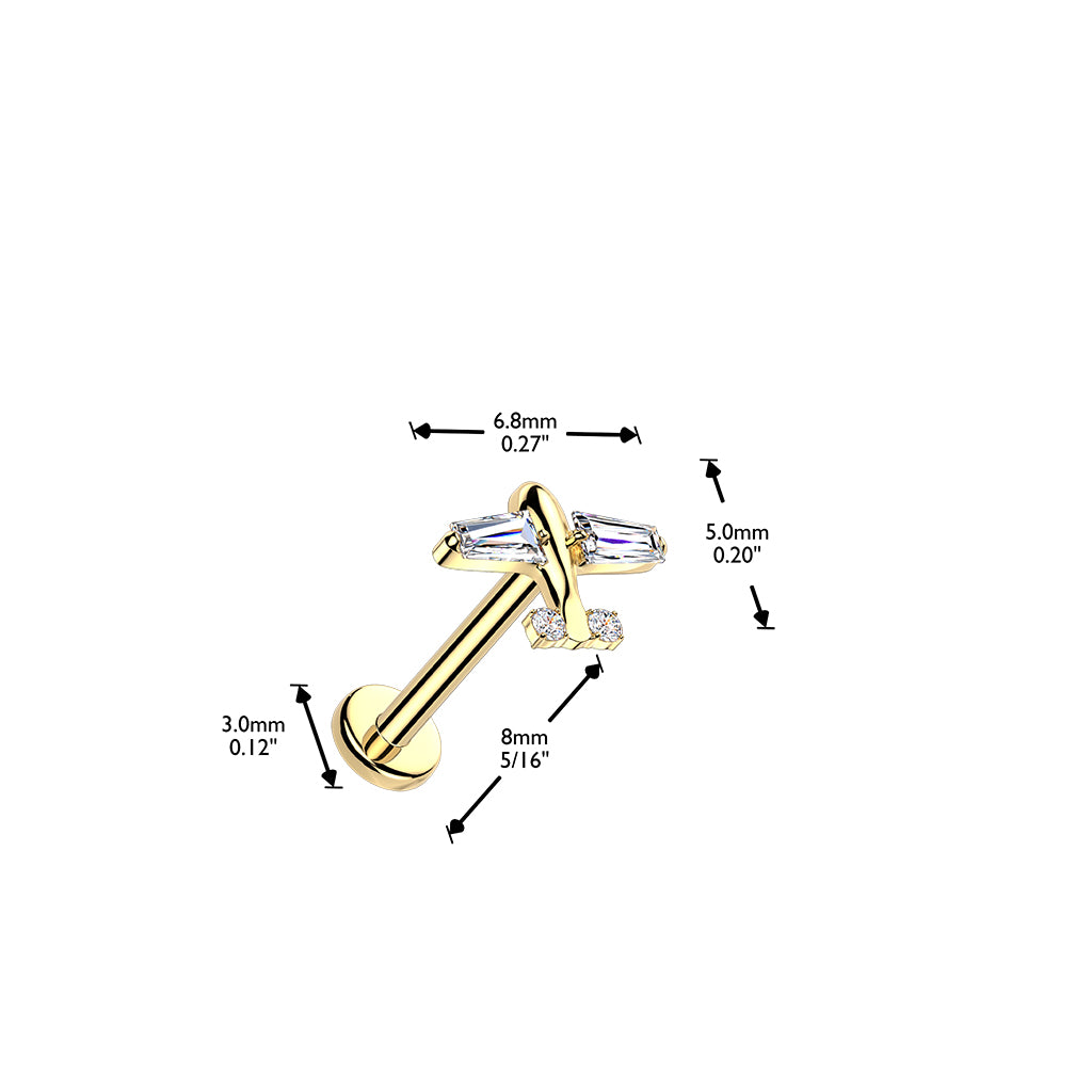 TITANIUM CRYSTAL JETSETTER PLANE FLAT BACK LABRET - 16 GAUGE - 8MM