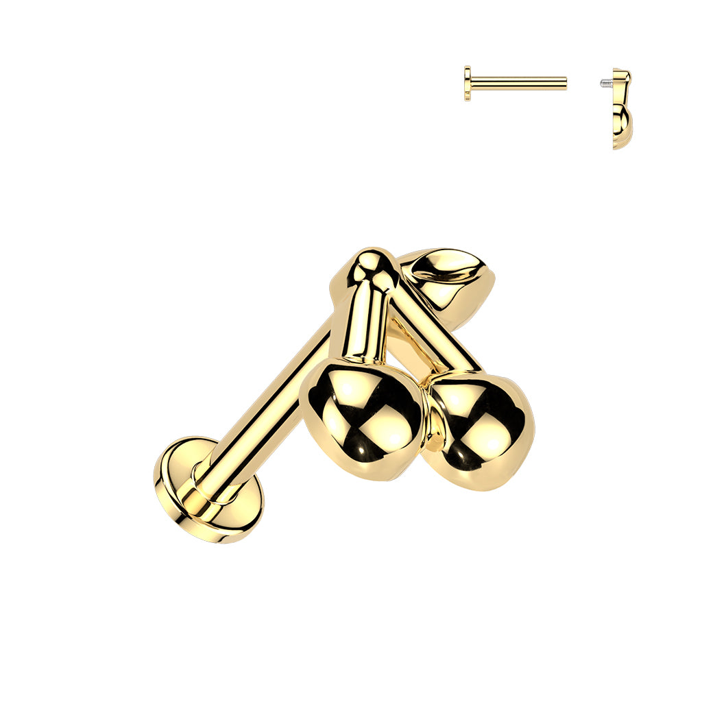 MINI CHERRY FLAT BACK LABRET - 16 GAUGE - 6MM