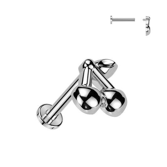MINI CHERRY FLAT BACK LABRET - 16 GAUGE - 6MM