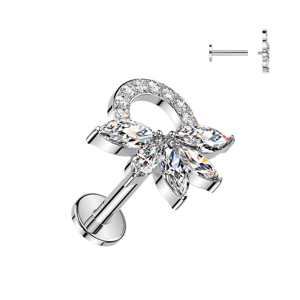 CRYSTAL MARQUISE CLUSTER FLAT BACK LABRET - 16 GAUGE / 1.2MM  - 6MM