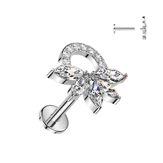 CRYSTAL MARQUISE CLUSTER FLAT BACK LABRET - 16 GAUGE / 1.2MM  - 6MM