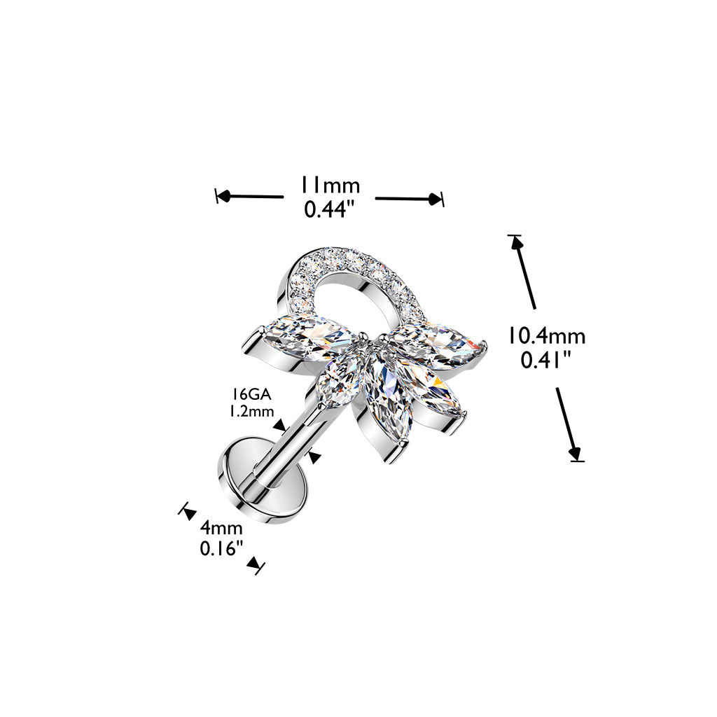 CRYSTAL MARQUISE CLUSTER FLAT BACK LABRET - 16 GAUGE / 1.2MM  - 6MM