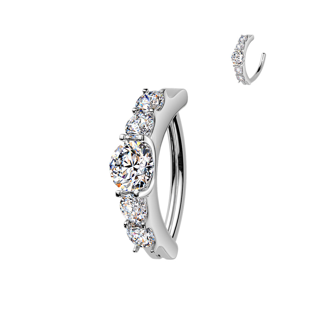TITANIUM PREMIUM LUX MOISSANITE BELLY RING CLICKER BAR - 14 GAUGE - 12MM