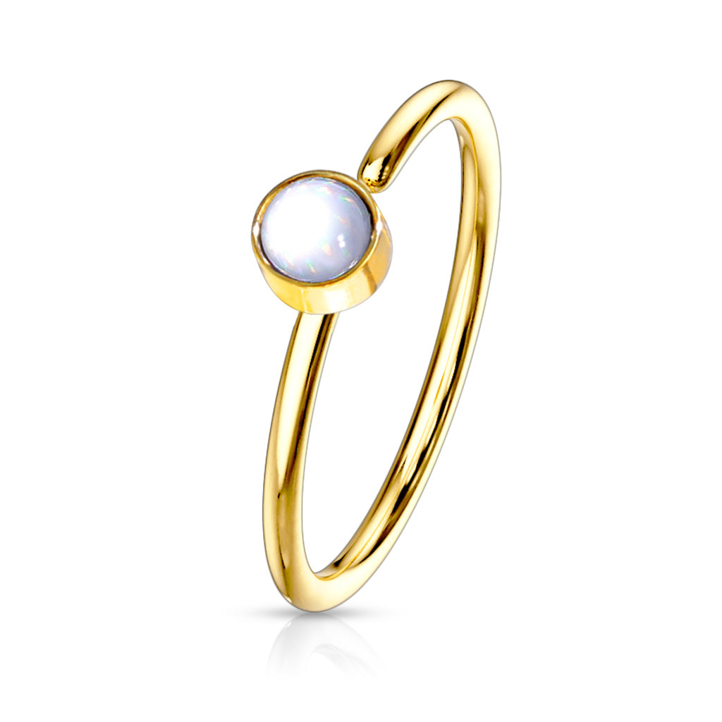 GOLD ILLUMINATING CENTRE BENDABLE NOSE RING - 20 GAUGE - 8MM