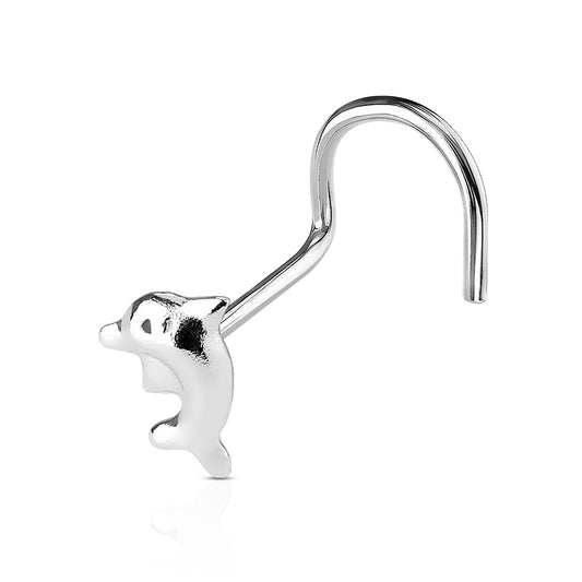 STERLING SILVER ADORABLE MINI DOLPHIN NOSE STUD - 20 GAUGE