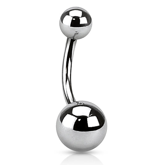 PLAIN BASIC SURGICAL STEEL BELLY BAR - 14 GAUGE - 6MM 8MM 10MM