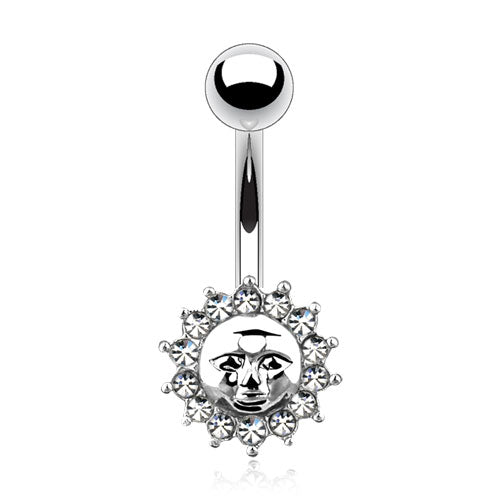 CRYSTAL SUN BELLY BAR - 10MM - 14 GAUGE