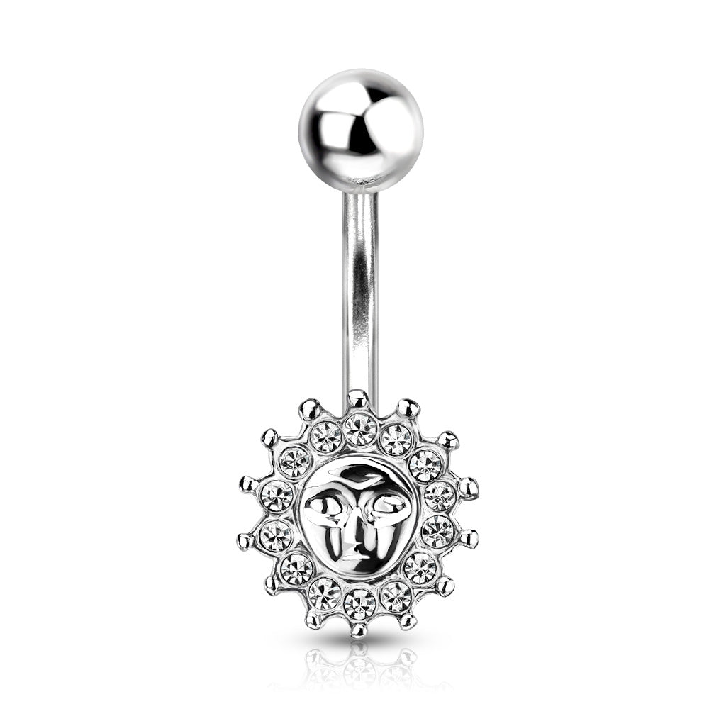 CRYSTAL SUN BELLY BAR - 10MM - 14 GAUGE