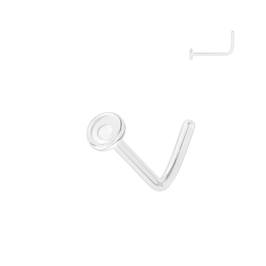 CLEAR GLASS L BEND RETAINER NOSE STUD - 20 GAUGE