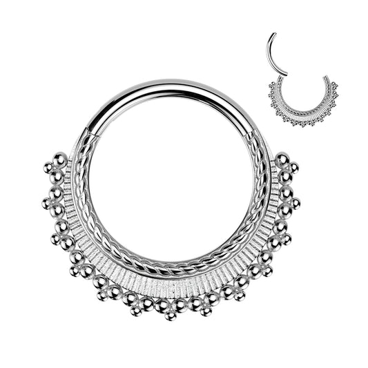 SILVER BOHO FAN HINGE CLOSE HOOP - 10MM - 16 GAUGE