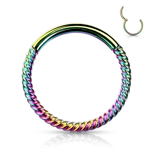 RAINBOW BRAIDED HINGE CLOSE HOOP - 16 GAUGE / 1.2 MM - 10MM