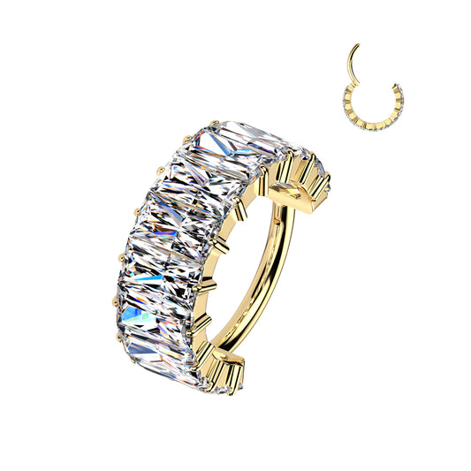 TITANIUM GOLD STATEMENT ULTRA CRYSTAL 10MM CONCH HOOP - 16 GAUGE