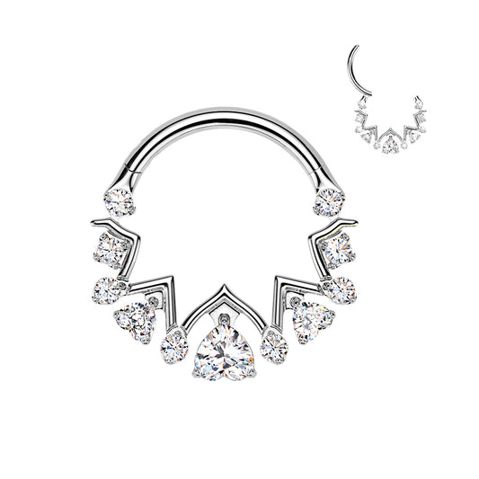 TITANIUM ULTRA LUX LOVE HEART ZIG ZAG HOOP - 16 GAUGE / 1.2MM - 8MM