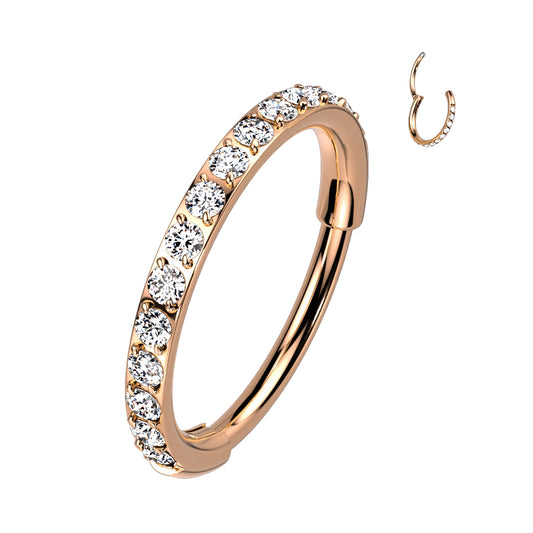 TITANIUM ROSE GOLD CRYSTAL NOSE / EAR HOOP - 20 GAUGE / 0.8 - 8MM