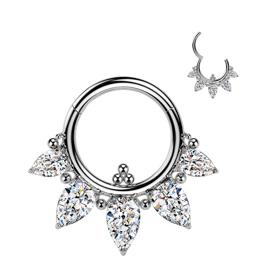 TITANIUM TEARDROP CRYSTAL HOOP - 16 GAUGE / 1.2MM - 8MM