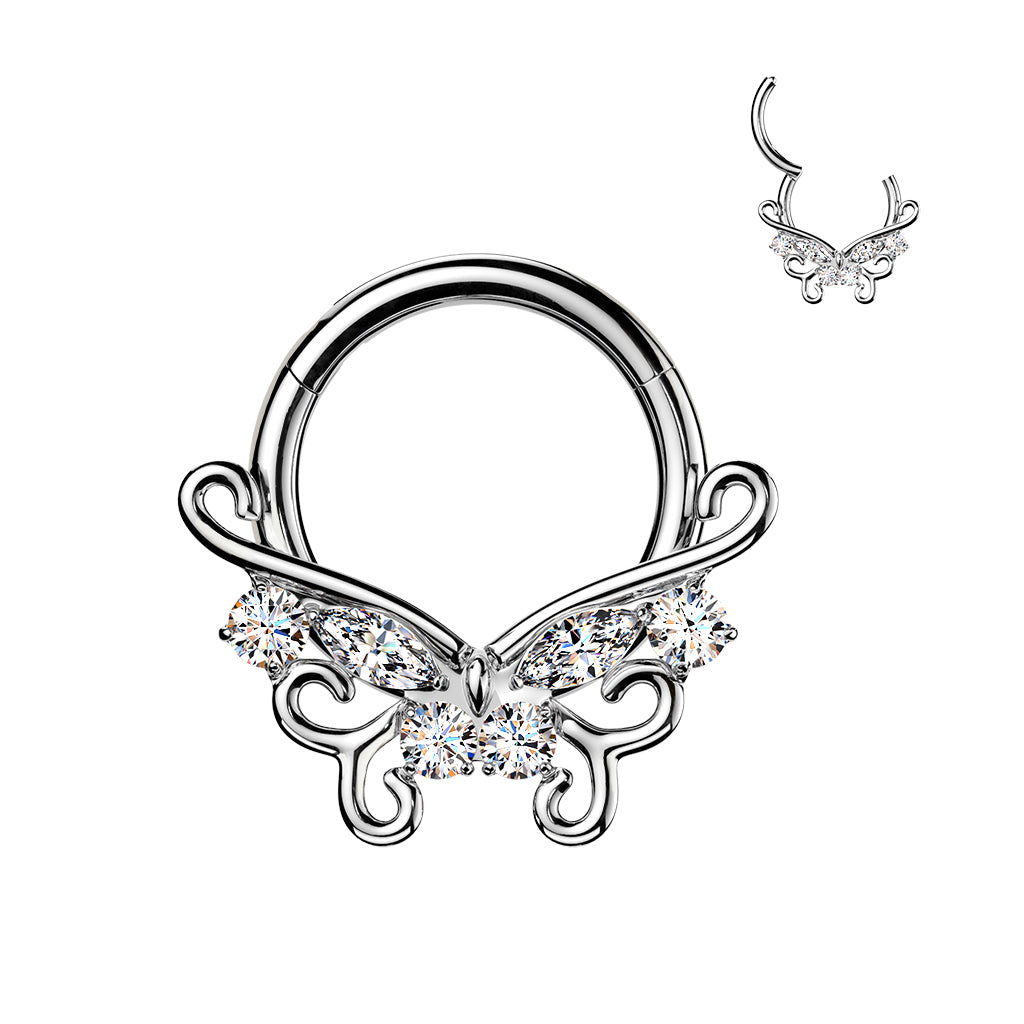 TITANIUM FILIGREE BUTTERFLY HINGE CLOSE FASTENING HOOP - 16 GAUGE - 8MM