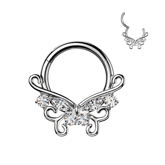 TITANIUM FILIGREE BUTTERFLY HINGE CLOSE FASTENING HOOP - 16 GAUGE - 8MM
