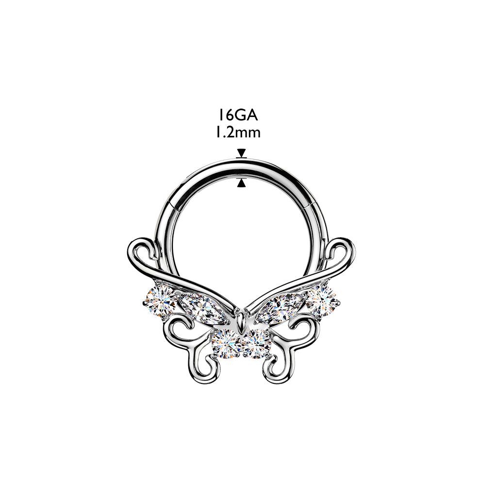 TITANIUM FILIGREE BUTTERFLY HINGE CLOSE FASTENING HOOP - 16 GAUGE - 8MM