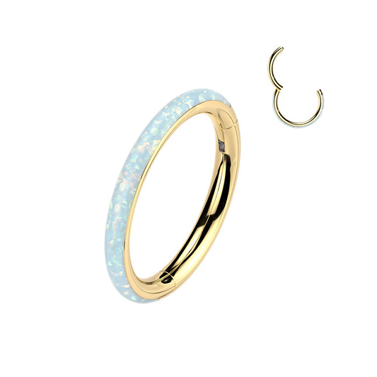 TITANIUM GOLD OPAL LINED NOSE / EAR HOOP - 20 GAUGE - 8MM