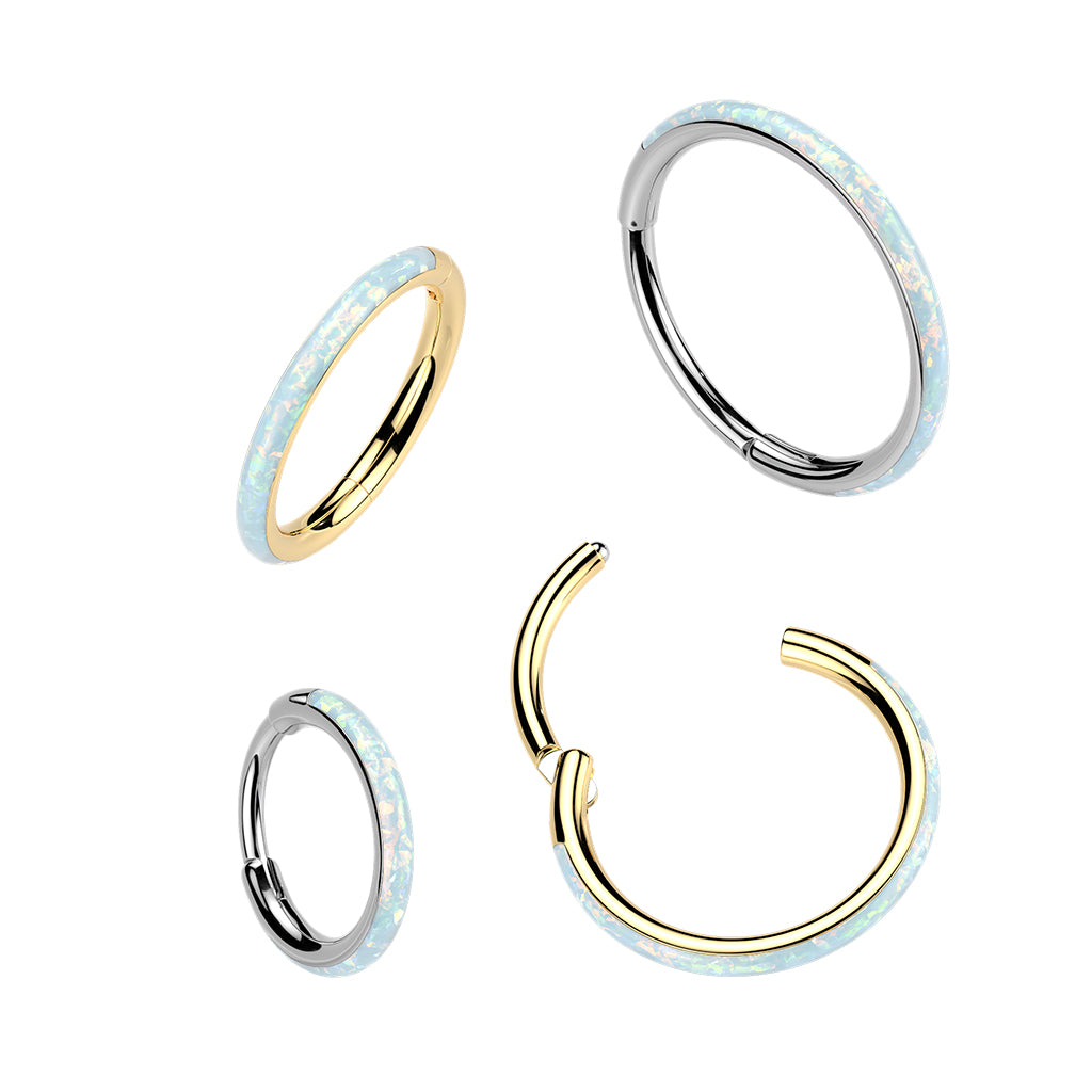 TITANIUM OPAL LINED NOSE / EAR HOOP - 20 GAUGE - 7MM