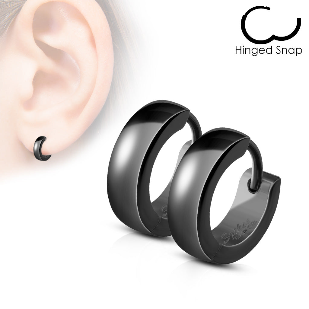 BLACK CHUNKY MINI HUGGIE HOOPS - 8MM