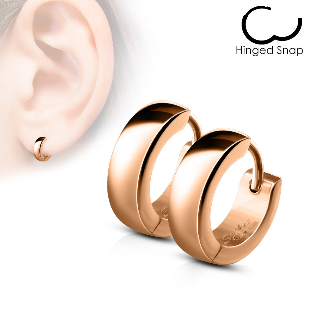 ROSE GOLD CHUNKY MINI HUGGIE HOOPS - 8MM