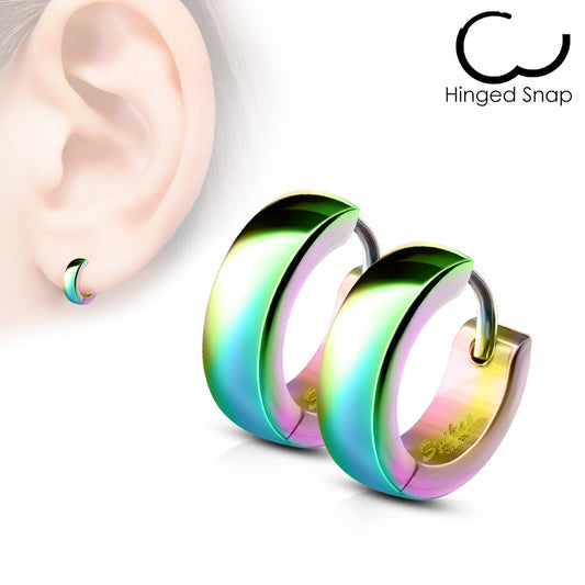 RAINBOW CHUNKY MINI HUGGIE HOOPS - 8MM