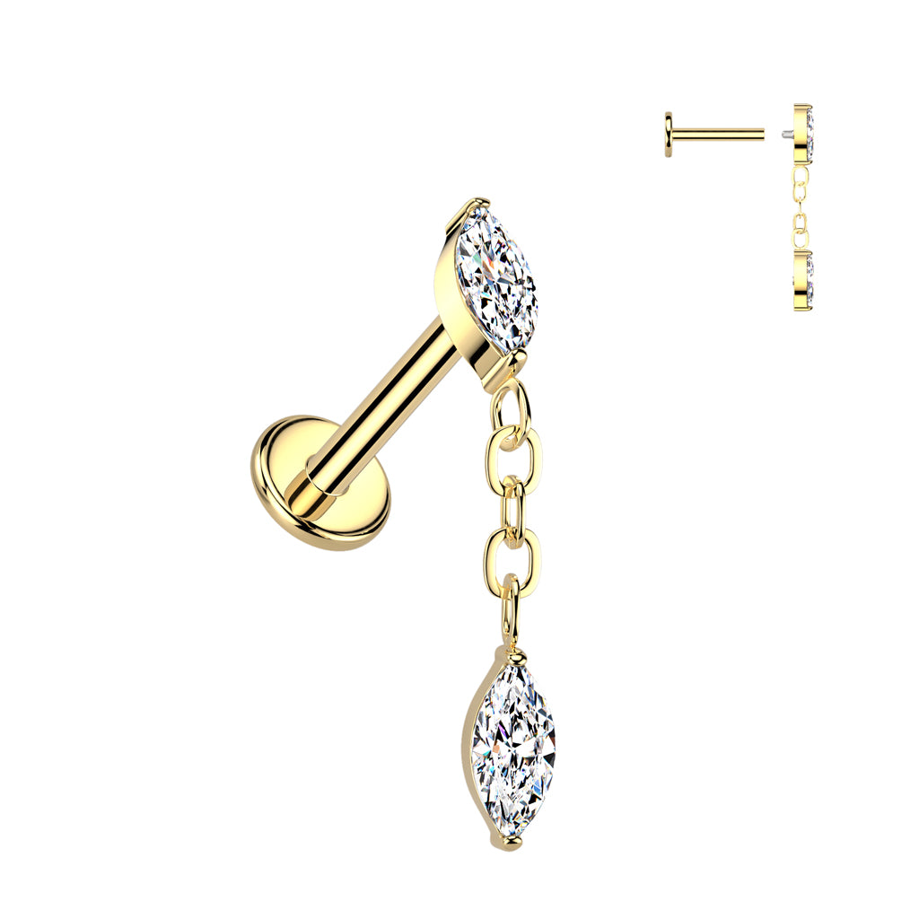 TITANIUM CRYSTAL DROPLET CHARM FLAT BACK LABRET